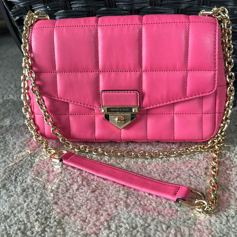 Michael Kors Soho Large Quilted Shoulder Handbag with Chain Strap